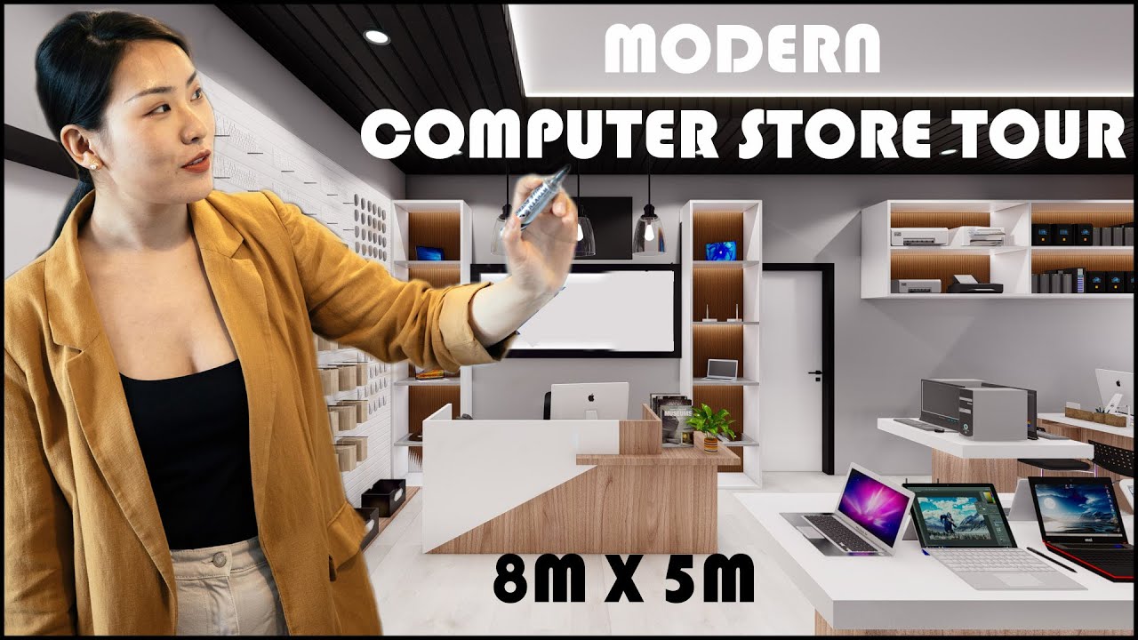 Modern Computer Shop Design | PC Store Design | Computer shop | Laptop Store Interior Design (8x5 m)
