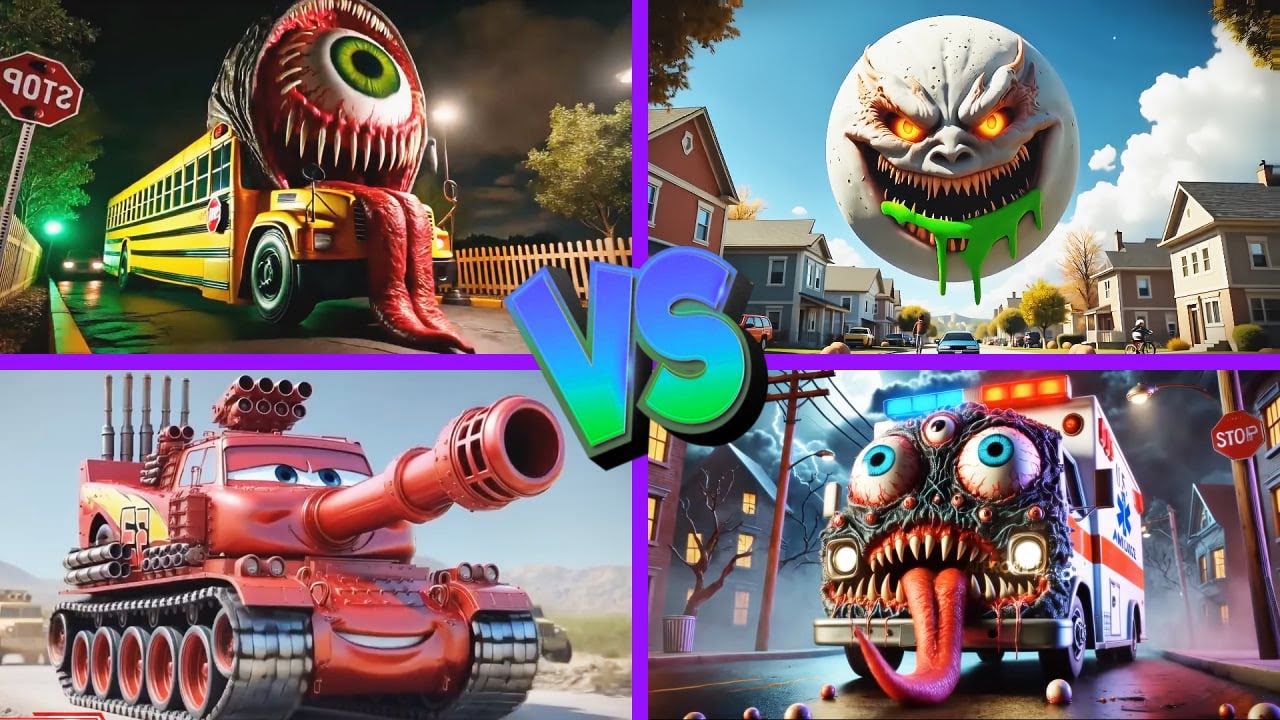 Bus Eater🆚The Lunar Moon🆚McQueen Tank🆚Ambulance Eater - Tiles Hop EDM Rush 🎶