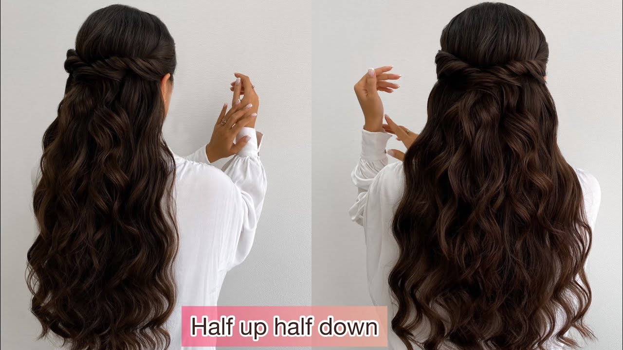 How to do half up half  down hairstyle with Hollywood waves