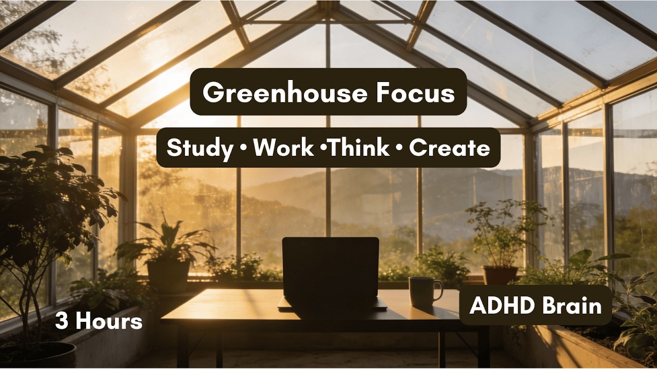 Minimal Greenhouse Focus — 3 Hour Deep Work Session | ADHD-Friendly Study & Coding Ambience