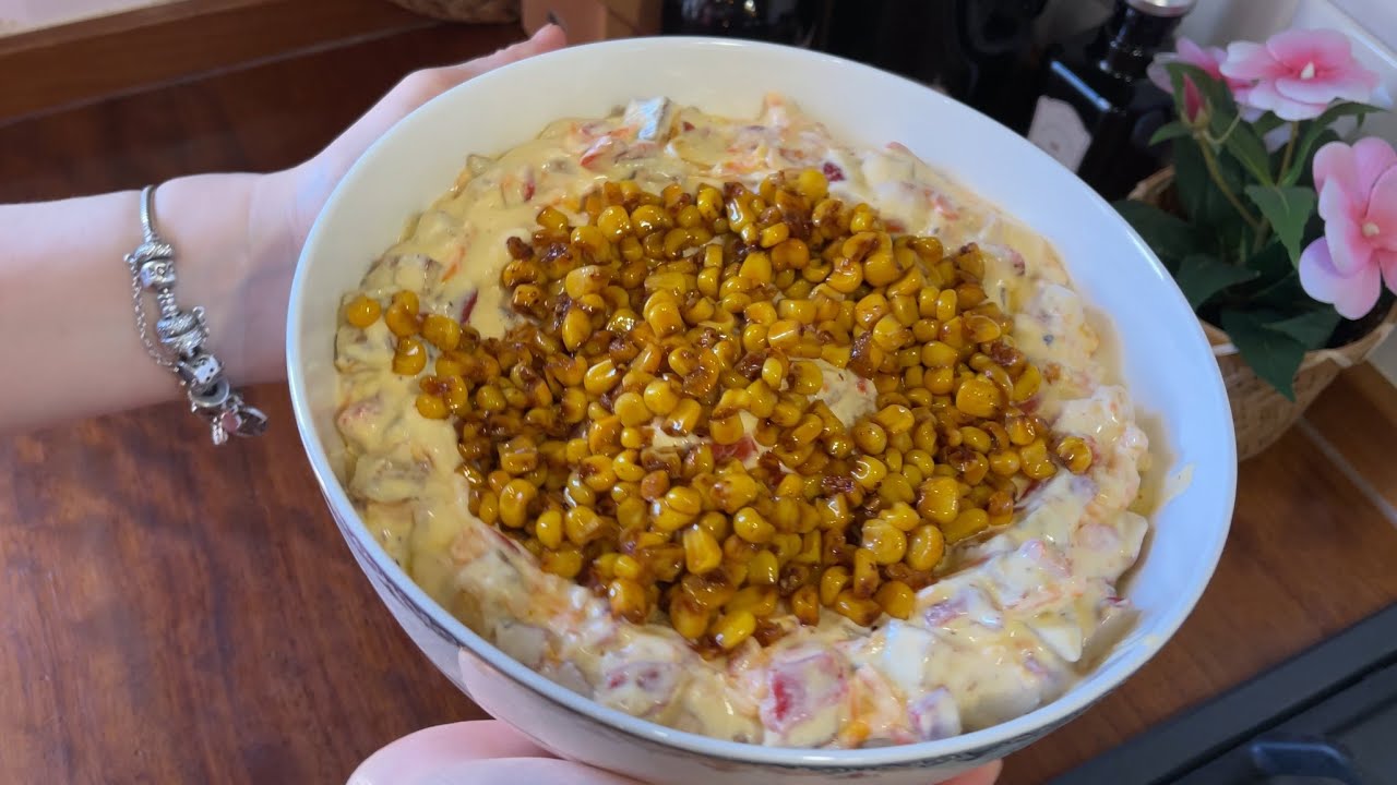 Devamlı yemek isteyeceğiniz FIRINDA KIZARMIŞ PATATES SALATASI #pratiktarifler #foodie #salatatari