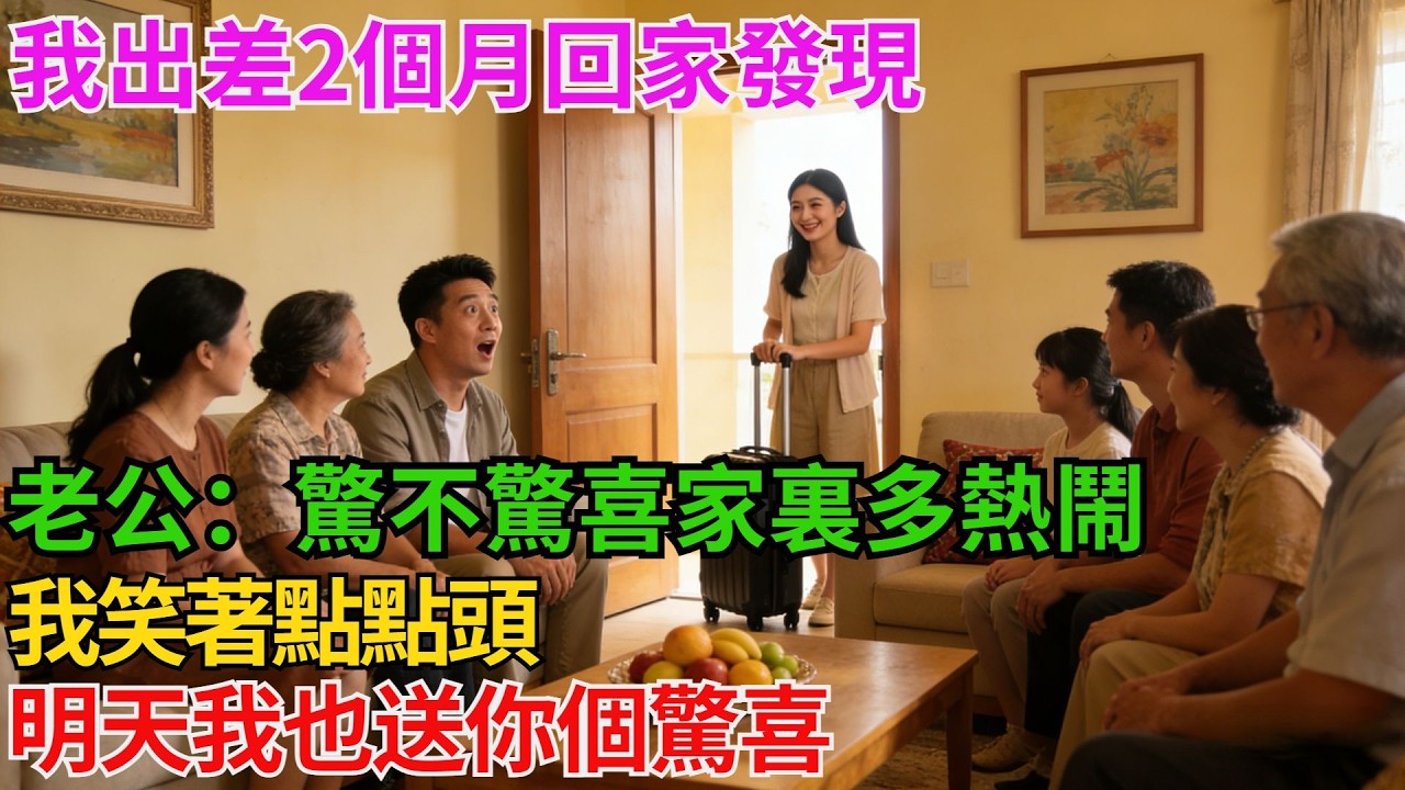 我出差2個月，回家發現，老公把他全家12口都接來了，老公：驚不驚喜，家裏多熱鬧！我笑著點點頭：明天我也送你個驚喜！第二天搬家公司上門全家傻了！【阿馨夜讀】#故事分享#情感#婆媳矛盾#AA制