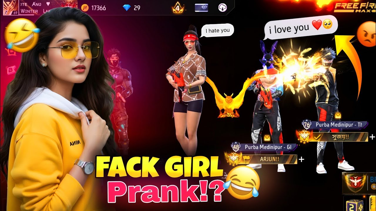 Girl prank in lobby reaction 😂 | Fack Girl Prank Free Fire 🤣