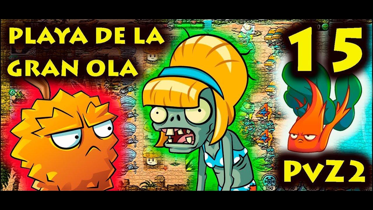 Plantas vs. Zombies 2 - Playa de la Gran Ola - Día 15