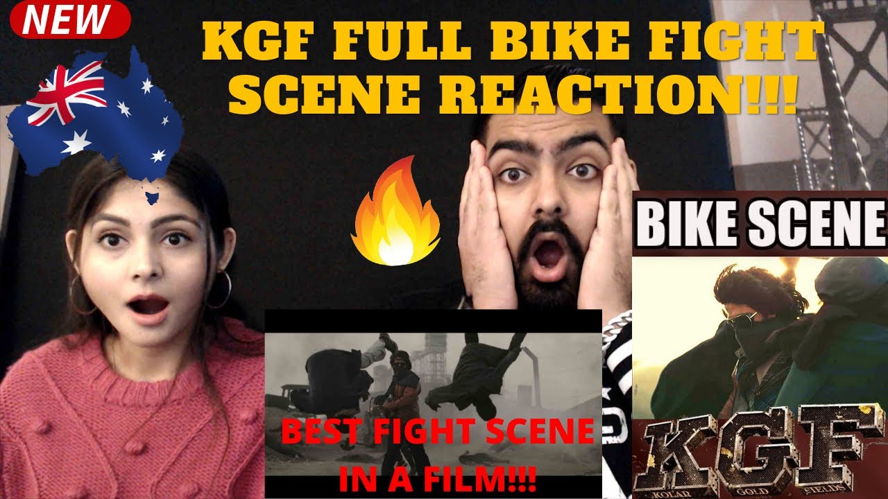 KGF BIKE FIGHT SCENE Reaction by an AUSTRALIAN Couple | *KANNADA* | Full BIKE FIGHT Scene Review!! |