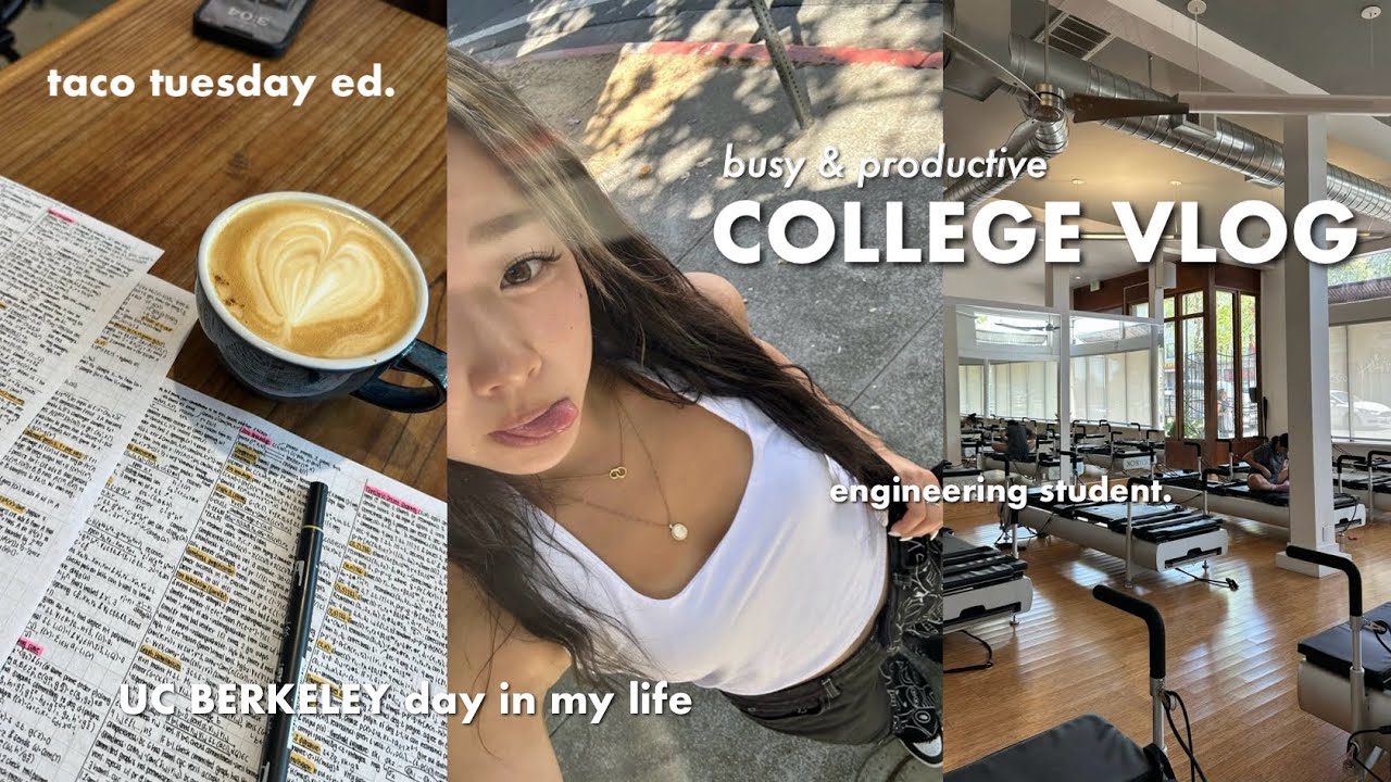BUSY + REALISTIC COLLEGE VLOG  💻⋆｡°✩ | UC Berkeley engineering student, taco tuesday, parties, cafes