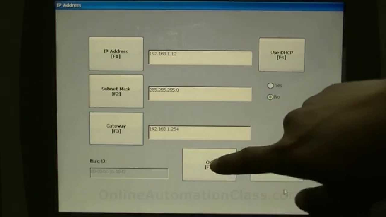 Настройка Ethernet/коммуникации с помощью панели Allen Bradley PanelView Plus HMI