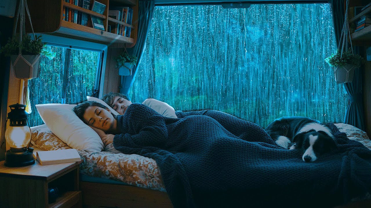 🌧️ Lying in a Cozy Car, Listening to Gentle Rain and Distant Thunder 😴