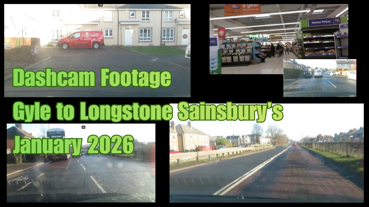 Dashcam Footage - The Gyle to Longston - Edinburgh, January 2026