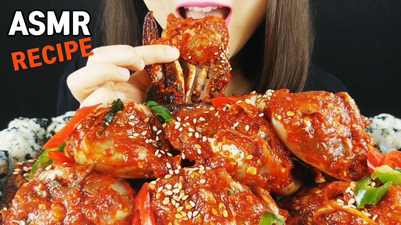 ASMR * рецепт * я сделал пряные маринованные сырые крабы (едят звуки)
