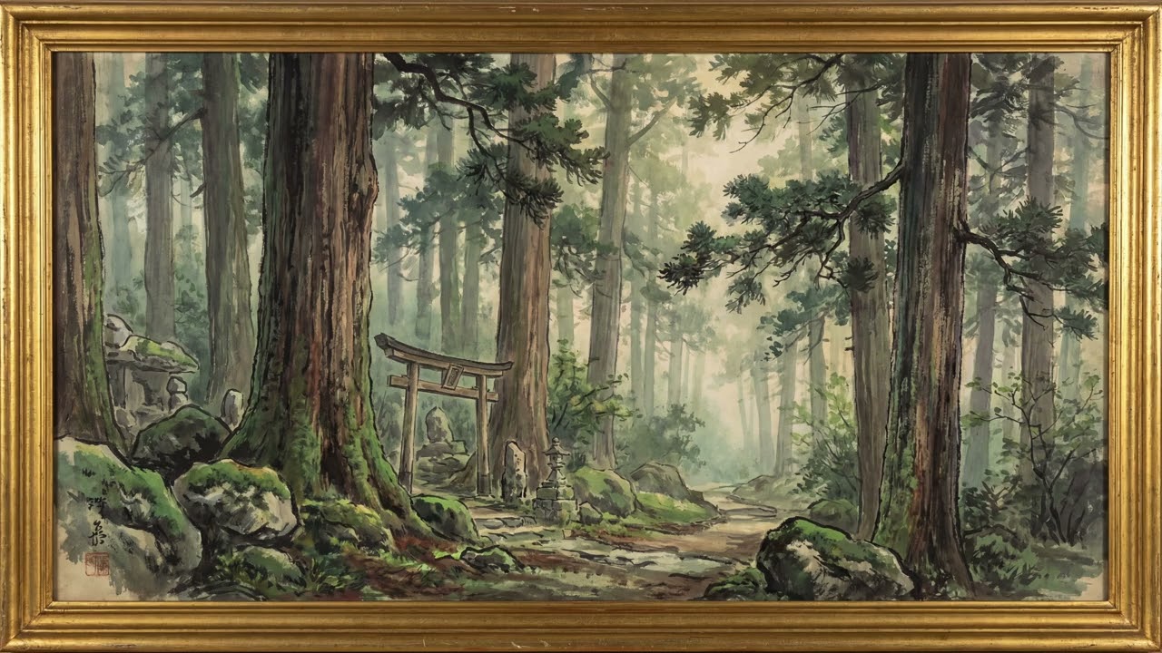 TV Framed ART 4K |  View of a Serene Japanese Forest 森