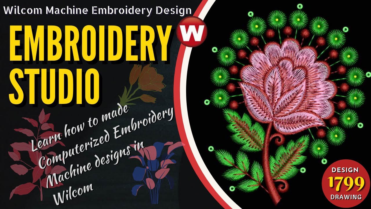 Embroidery Studio | Wilcom Machine Embroidery Design - 1799 (Drawing)   | Surat Textile