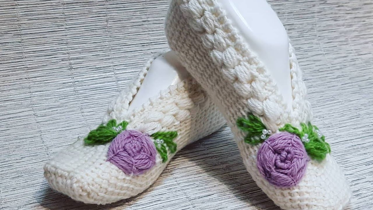 Следки крючком тунисским вязанием🧶🌹