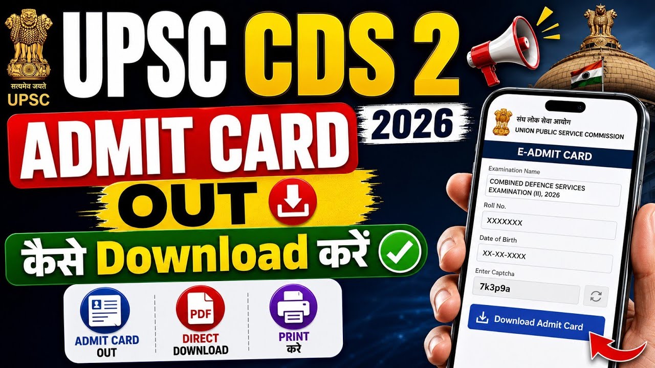 UPSC CDS 2 2026 Admit Card: How to Download | How to Check Admit Card | Admit Card Out✅ Direct Link