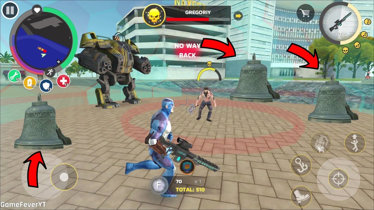 Rope Hero Mafia City Wars (Rope Hero Fight Gregoriy and Destroy 3x Bells) - Android Gameplay HD