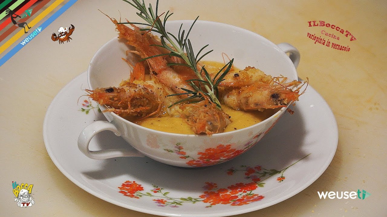 158 - Crema di ceci e gamberi gratinati...lascerai tutti estasiati! (piatto facile gustoso elegante)