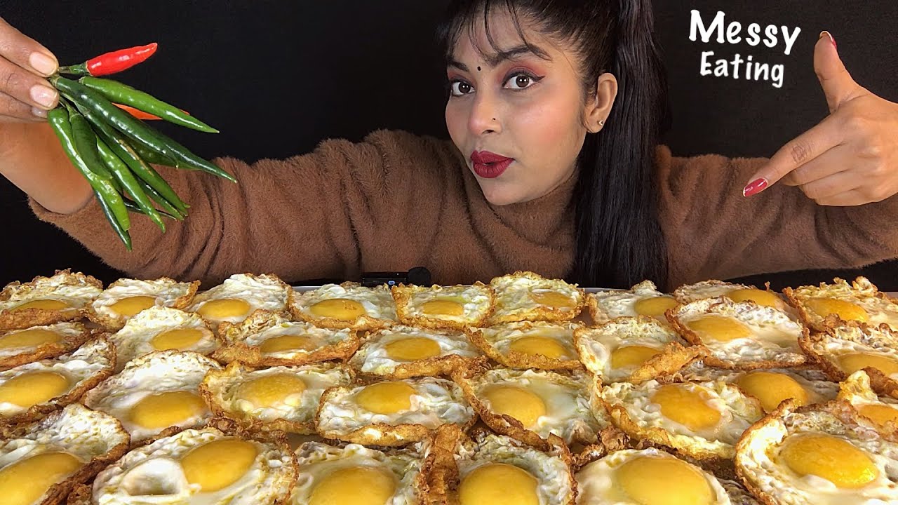 EATING 50 SUNNY SIDEUP EGG CHALLENGE | SUNNY SIDEUP EGG POACH EATING | EGG EATING ASMR | EGG MUKBANG