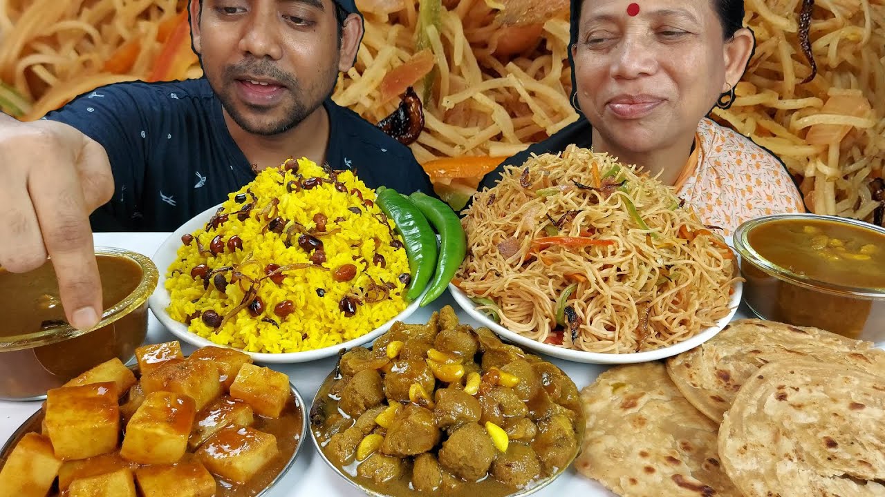 Food Show Chow mein and Polao Eating Mukbang