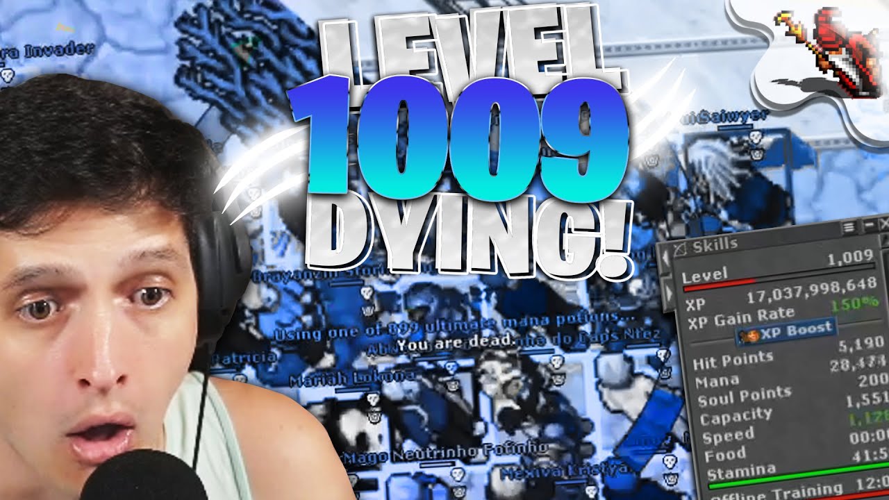 SLEEPING IN LIVE, LEVEL 1009 DYING and WAR MACABRA and FIRMERA! - Tibia Best Clips #TibiaFerumbrinha
