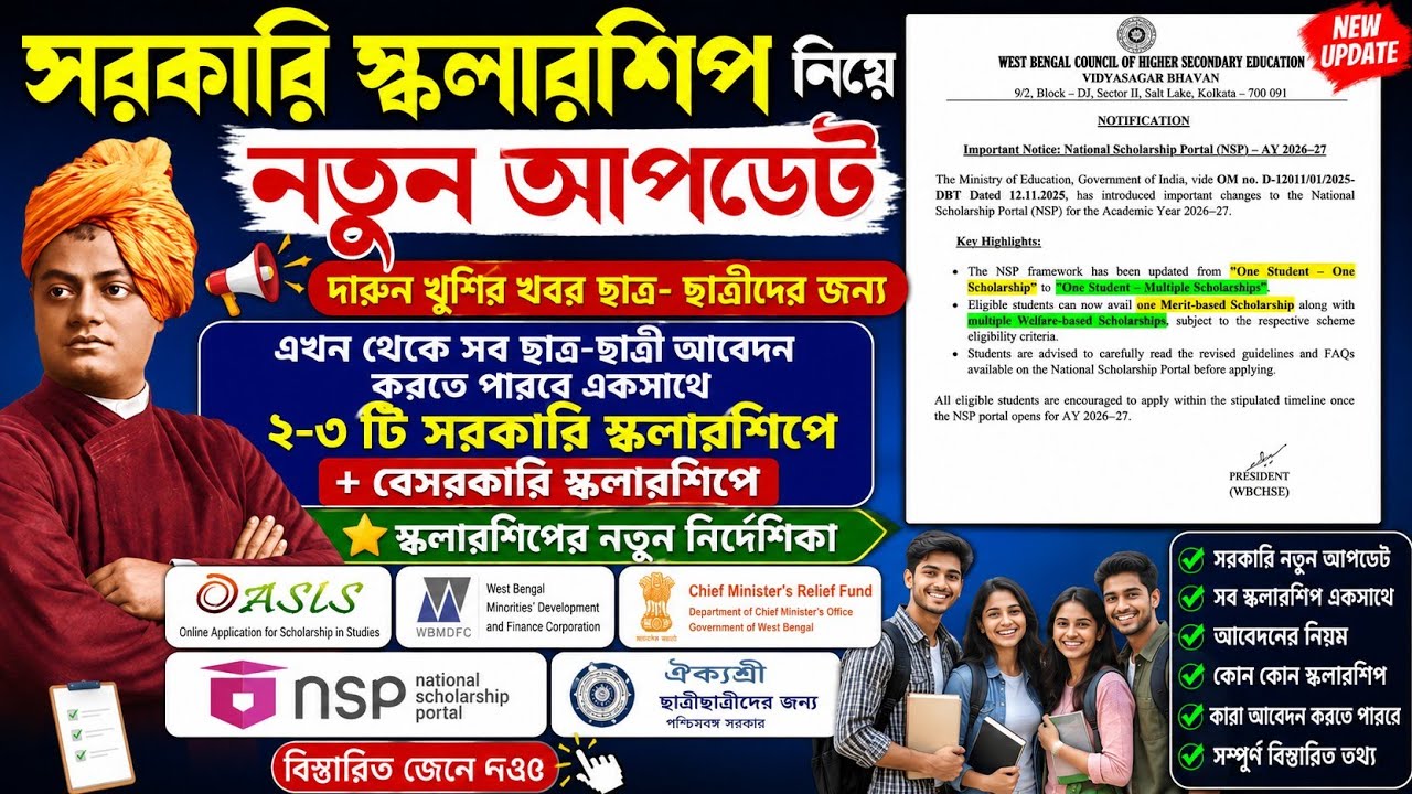 Government Scholarship New Update | svmcm scholarship 2025-26 taka kobe pabo। All scholarship update