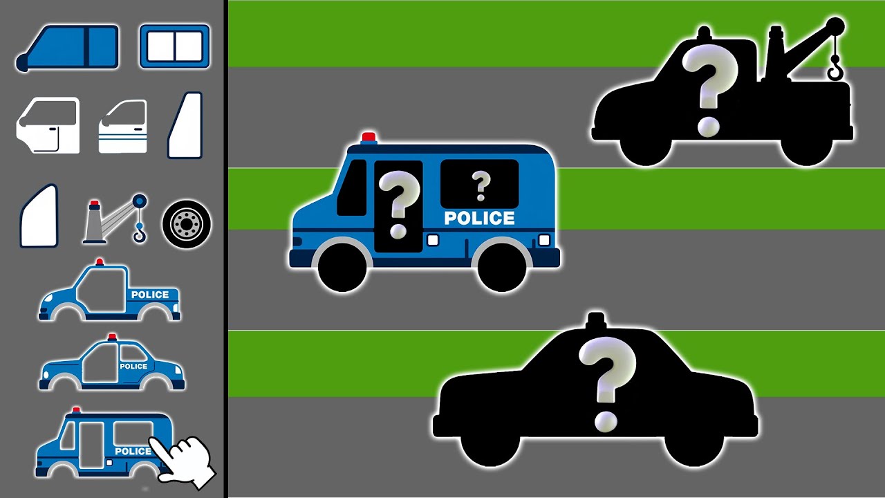 Search wheels, front end for Police Car, Tow Truck, Police Armored Vehicle | Police Vehicles Cartoon