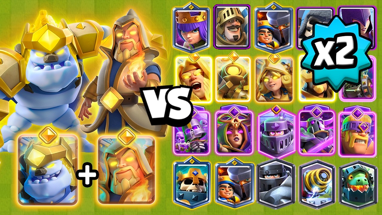 MAGO y GOLEM HEROE vs TODAS LAS CARTAS x2 | Clash Royale