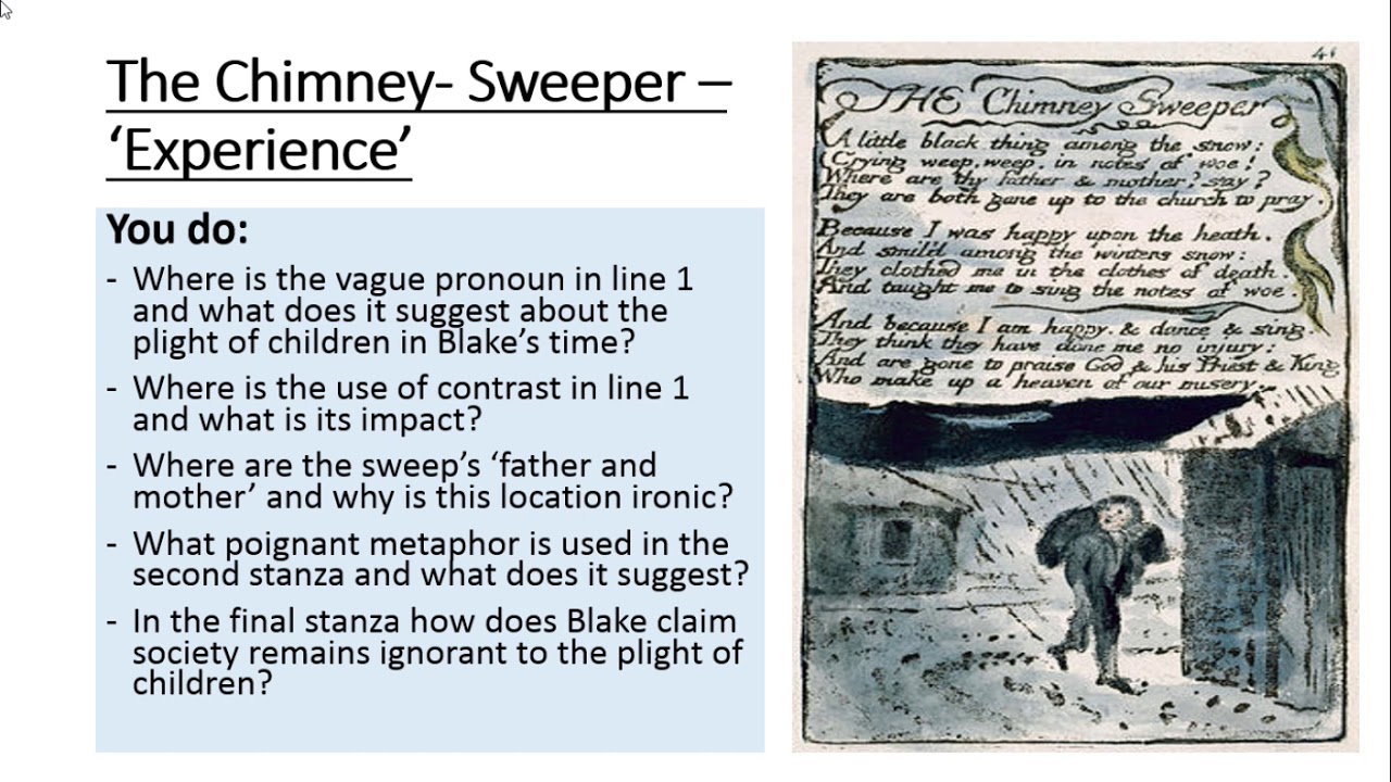 William Blake: 'The Chimney Sweeper' of 'Experience'