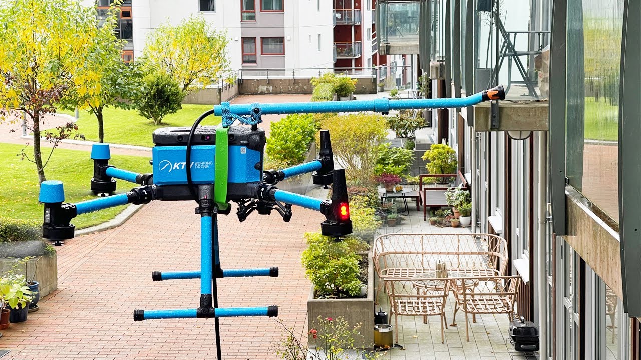 KTV Working Drone window cleaning Kyrresborg Bergen