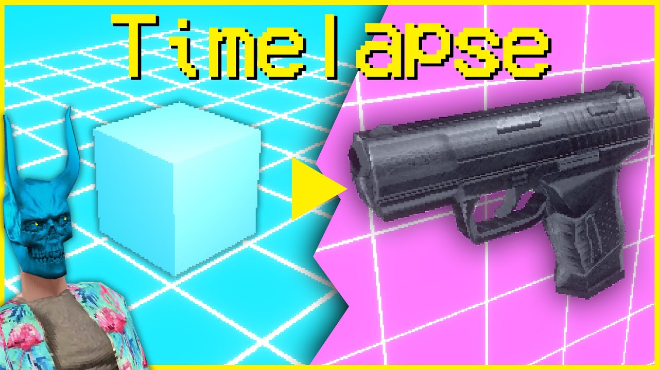 Low Poly PS1 Style FPS Gun in Blender Timelapse