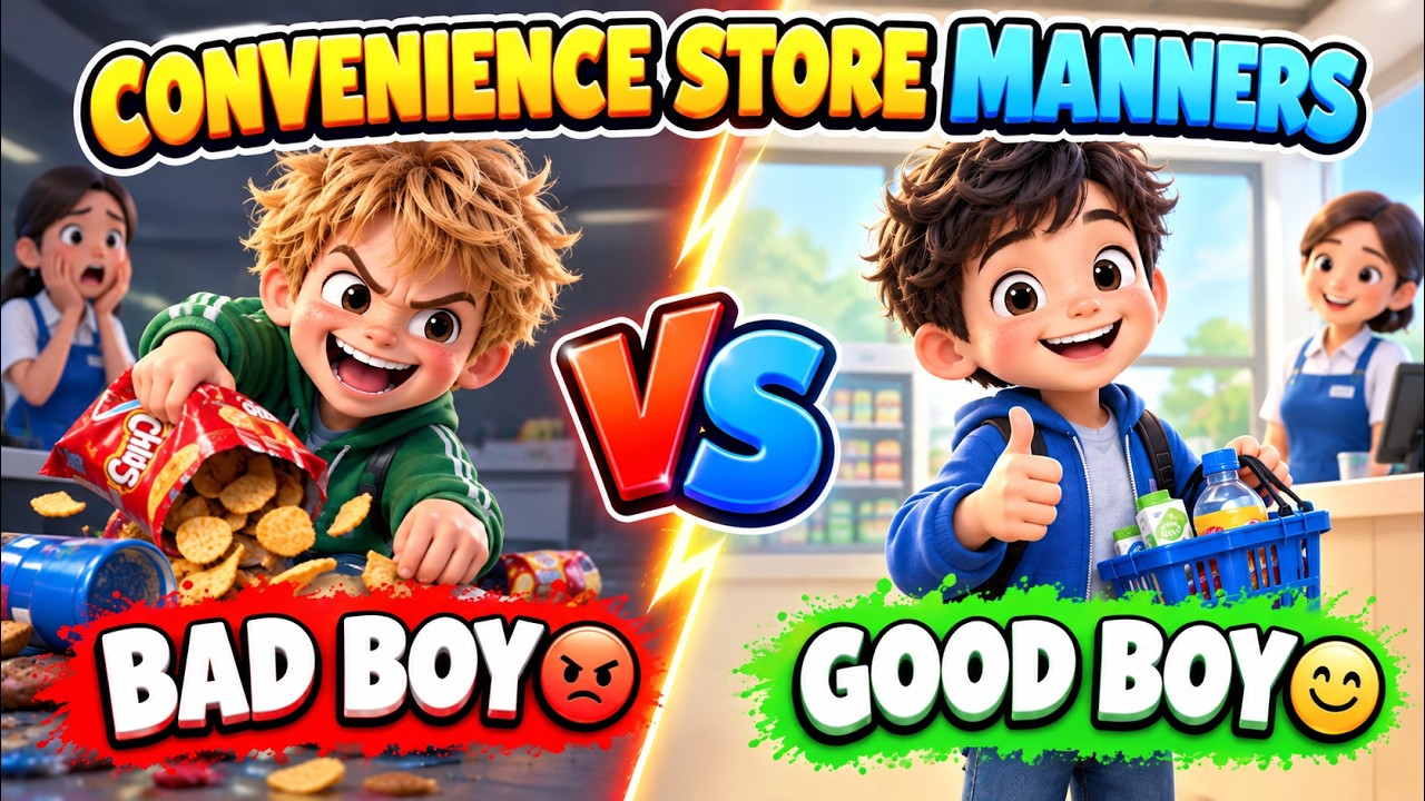 CONVENIENCE STORE MANNERS | GOOD BOY VS BAD BOY | Slow English Story for A2 Learners