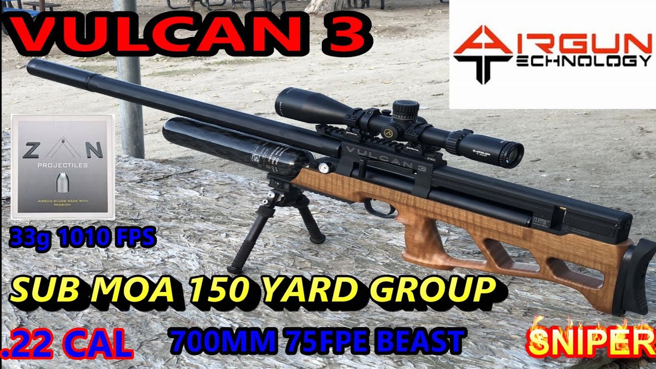 AT VULCAN 3 .22CAL   SUB MOA  @150 YARD   75FPE BEAST