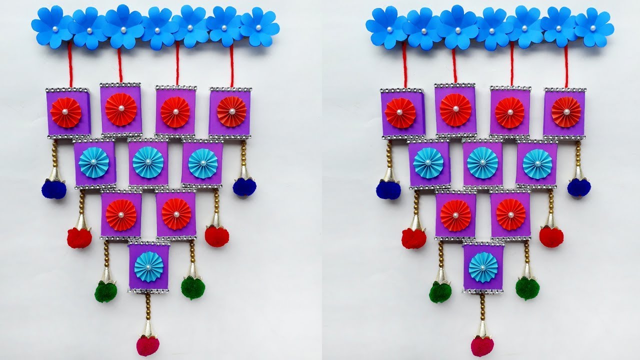 Diy Matchbox Wall Hanging | Paper Flower Wall Hanging | Beautiful Wall Hanging with Empty Matchbox