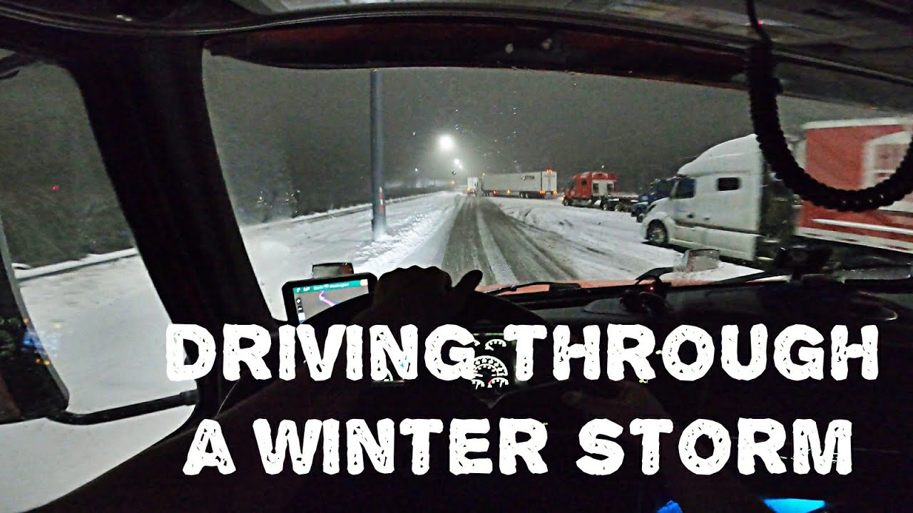 Beautiful and dangerous. First winter storm of the year. US east coast. POV.  Volvo VNL 860.