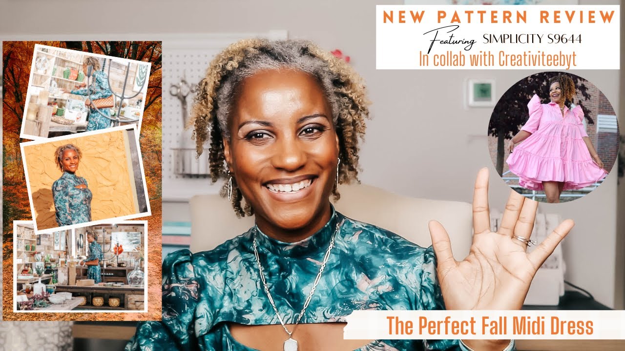 NEW Simplicity S9644 Pattern Review | Fall-Ready Marble Blue Print Dress Collab w/@CreativiteeByT