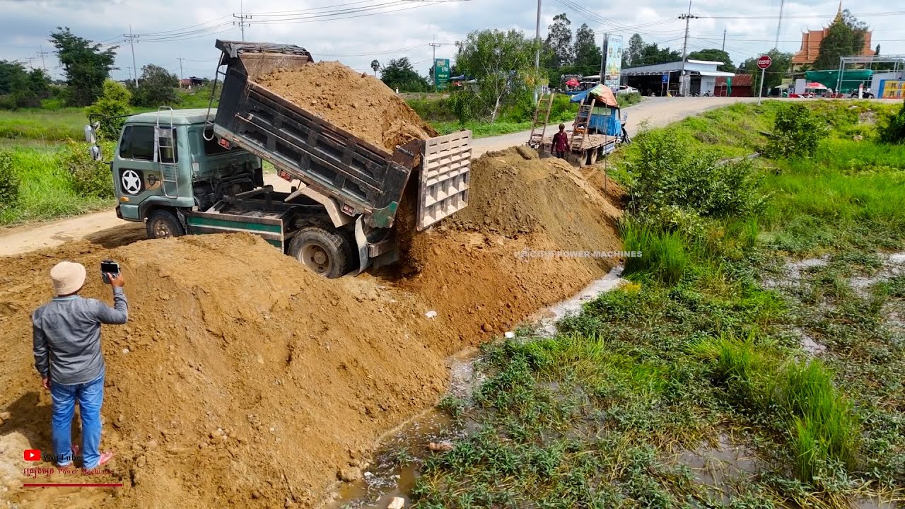 NEW PROJECT.! Build a Road to Remove the Water for Landfill up With Skills BuLLdozer N Dump Trucks