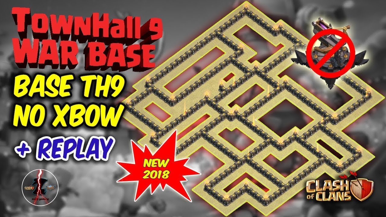 Base War TH9 Without Xbow w/Replay | TH9 War Base 2018 | Clash of Clans