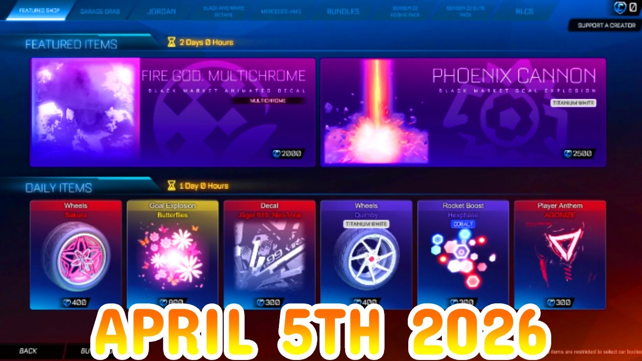 Rocket League ITEM SHOP Daily #492 (5th April 2026)