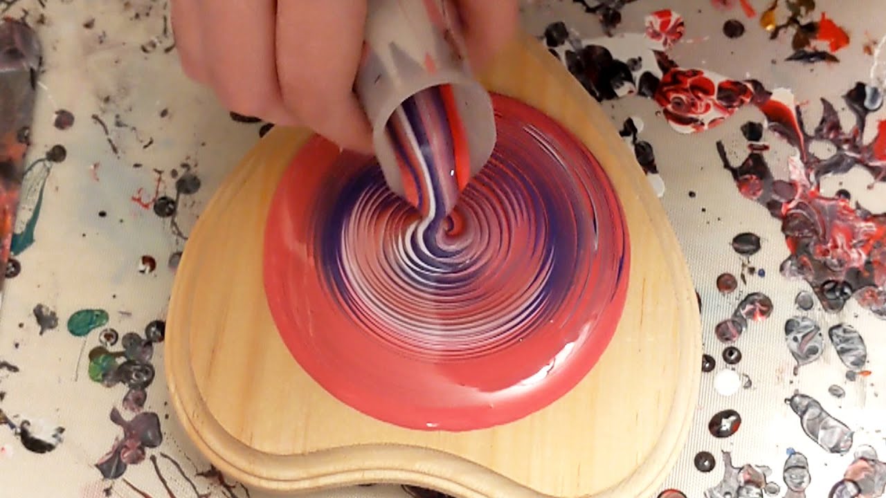 Acrylic Pouring for Beginners | Simple Ring Pour | Red and Purple Rose | Fluid Art