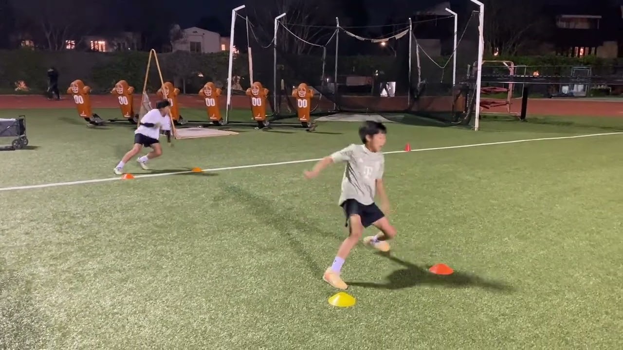 Jake (12 yr) and Mason (10 yr). Soccer drills: Change Directions