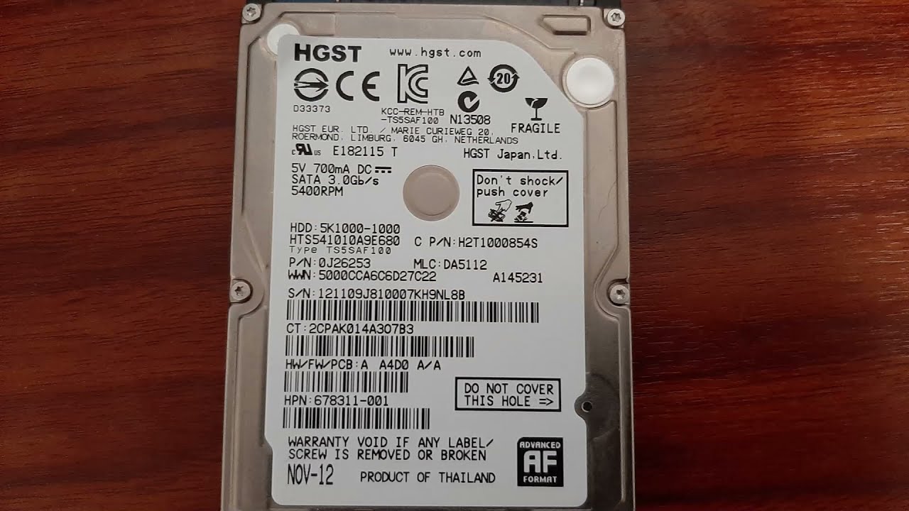 HGST Travelstar HTS541010A9E680 Spin Up