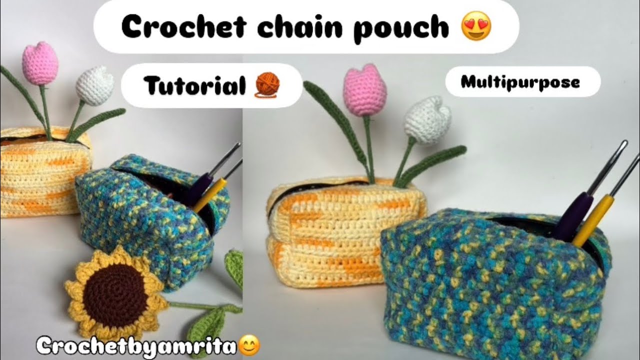 Multipurpose chain pouch 🧶step by step tutorial for beginners 🧶😊