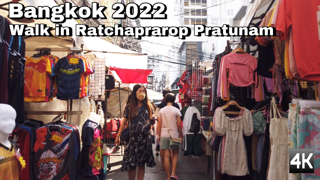 [Bangkok Walk 4K] virtual tour around Ratchaprarop ,The best shopping street Pratunam