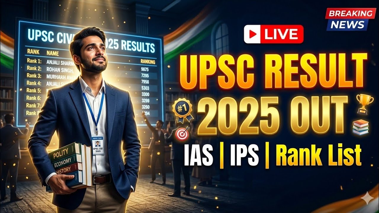 🔴 UPSC CSE 2025 Result Out | IAS IPS Final Result LIVE | UPSC Topper List