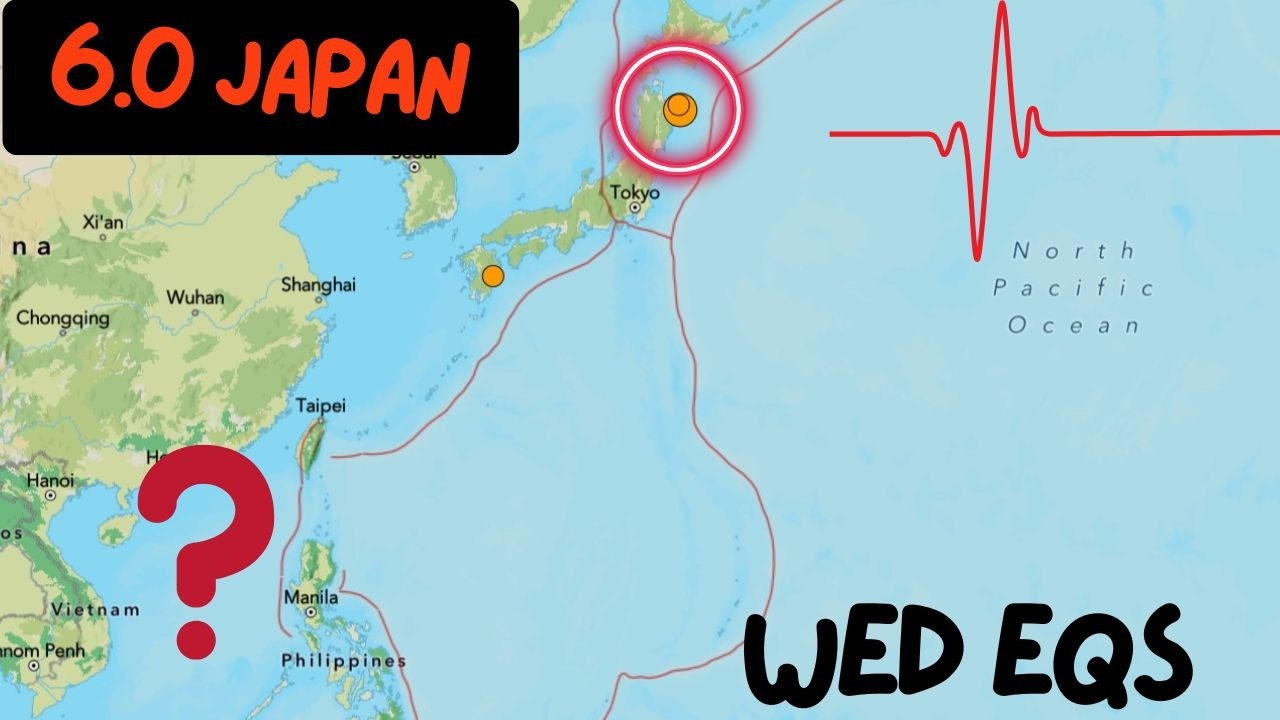 6.0 Earthquake Japan.. X Flare threat rapidly increasing. Wednesday report.