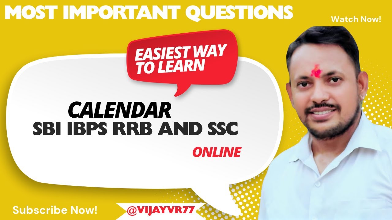 Calendar |IBPS|SSC|RRB Most important questions.