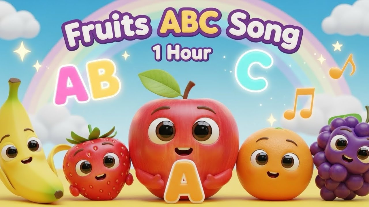 Fruits ABC Song 🍎 | Alphabet Song for Kids | 1 Hour Learning | 3D Animation