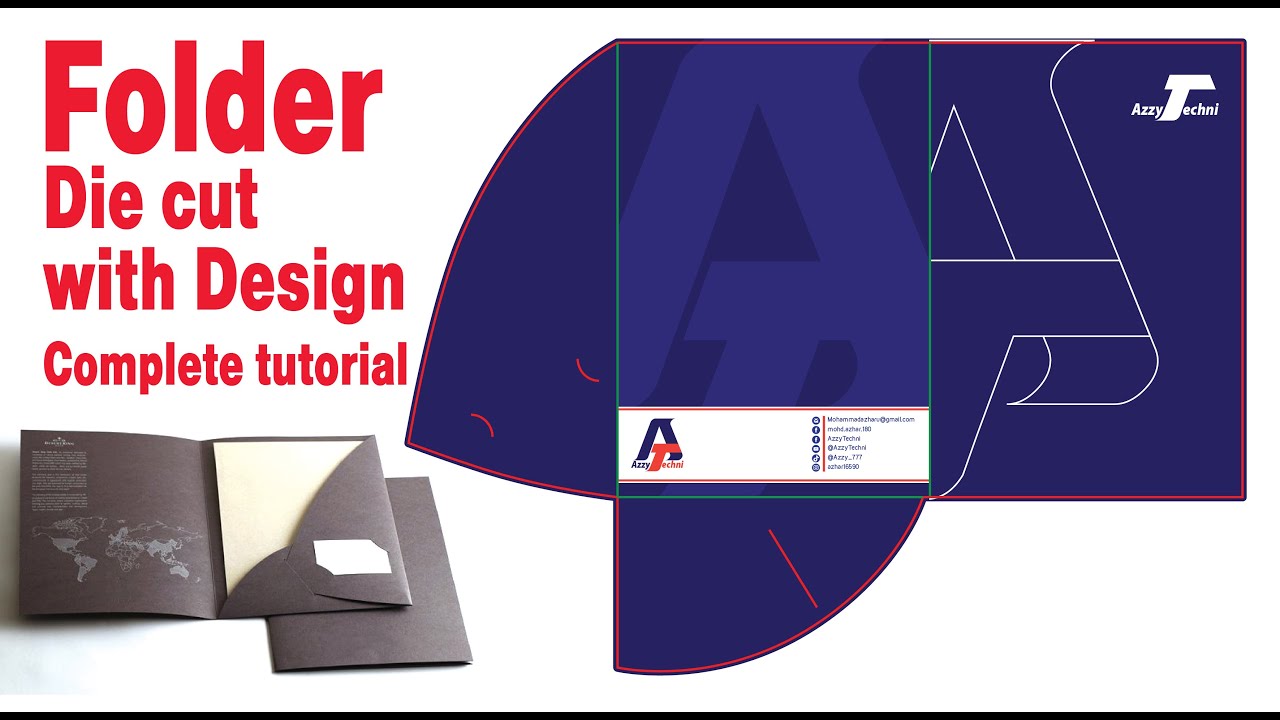 How to make Folder die cut / dieline / Template with complete Design Tutorial on Adobe Illustrator