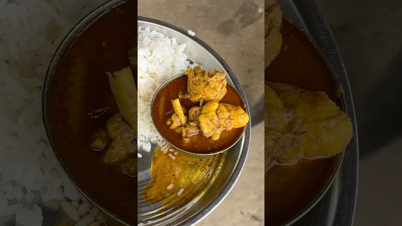 Special ₹60 Chicken Thali for 5⭐️ for the poor #chicken #chickencurry #streetfood #nonveg #shorts