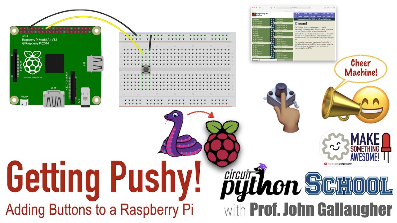 CircuitPython School — Правильный способ добавления кнопок на Raspberry Pi, распиновка и Cheer Ma...