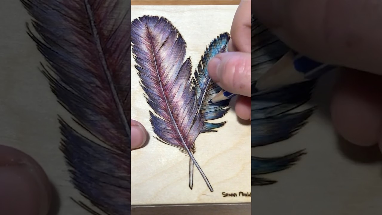 Adding Colour to Wood Burning #pyrography #shorts